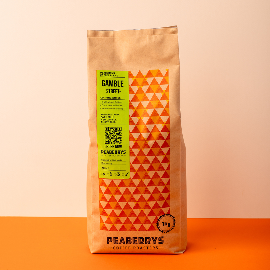 Where it all began.

The 1kg Gamble Street coffee blend that inspired Peaberrys Coffee Roasters. Bright, vibrant and full-bodied, with notes of bergamot, spice and mixed berries.

Perfect for filter brewing or cold brew.