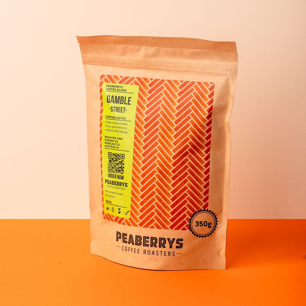 Where it all began.

The 350g Gamble Street coffee blend that inspired Peaberrys Coffee Roasters. Bright, vibrant and full-bodied, with notes of bergamot, spice and mixed berries.

Perfect for filter brewing or cold brew.